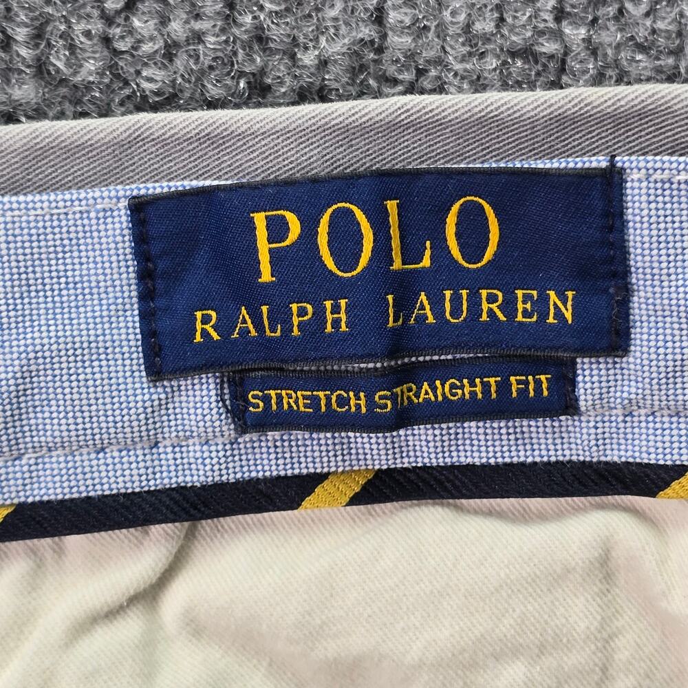 Polo Ralph Lauren Pants Mens 34x34 Light Gray Stretch Straight Fit Chinos Pony - Picture 6 of 9